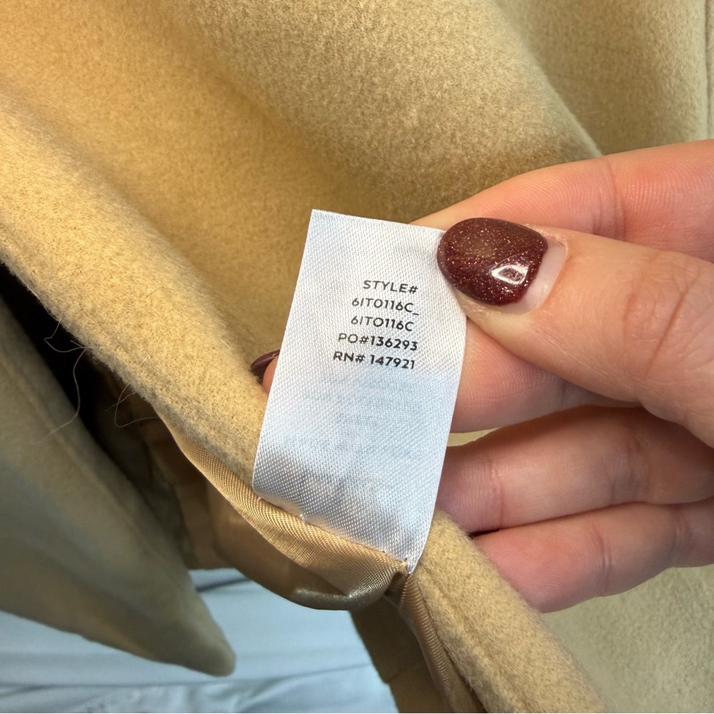 Lulus Harriet Long Double-Breasted Tan Coat, size XS - Picture 8 of 12